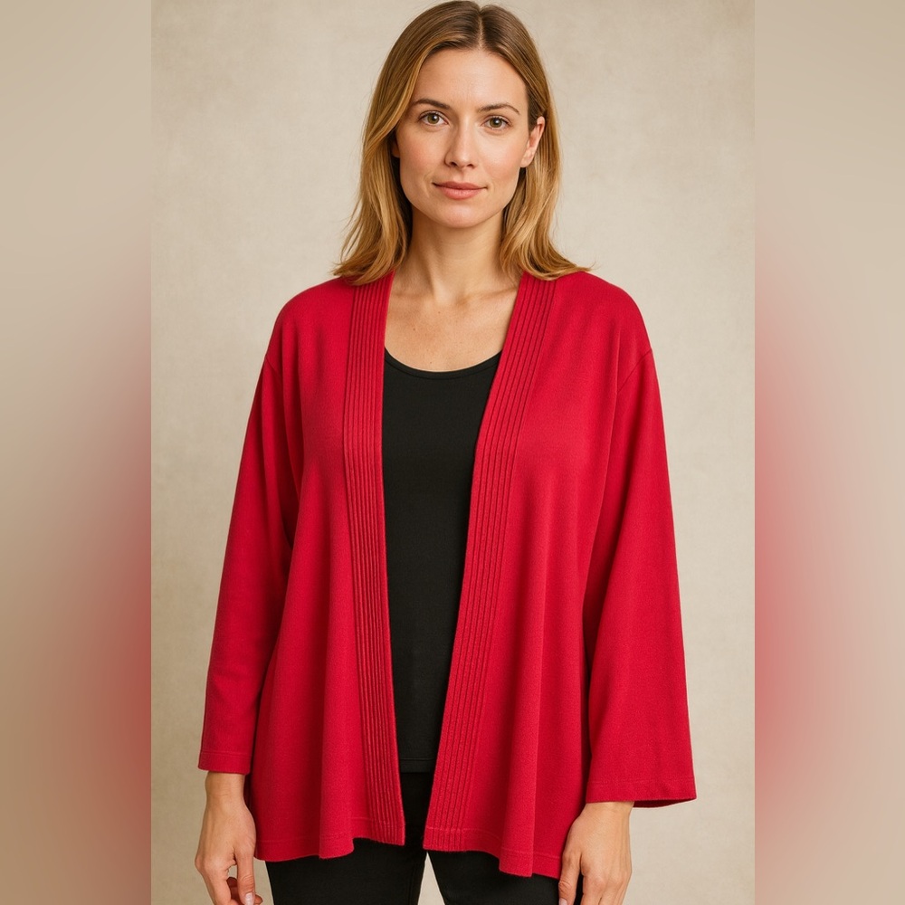 Coldwater Creek Open Cardigan Sweater‎ Beautiful Red
